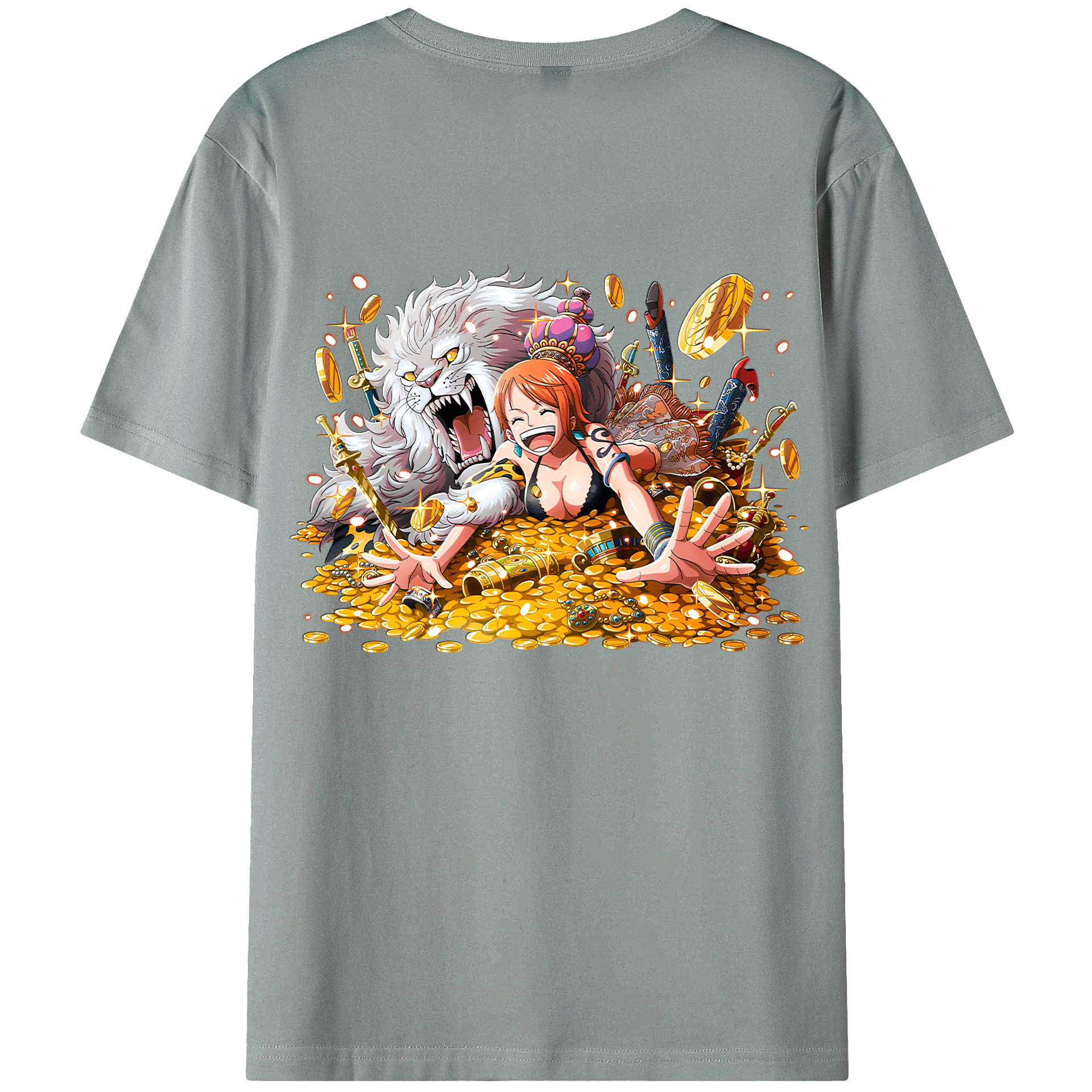 （画像用） ワンピース ナミ ONE PIECE Nami 綿100％ メンズ半袖Tシャツ（バックプリント） 通気性